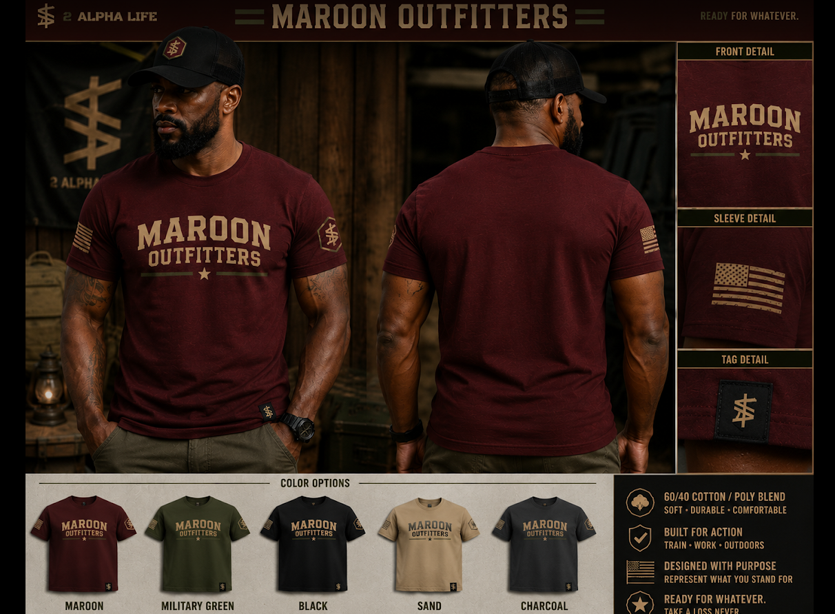 Maroon Outfitters branded T-shirt in multiple colorways
